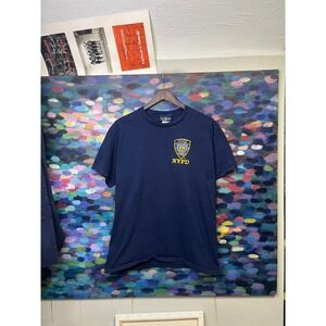 NYPD Police Department City of New York Navy Blue T-Shirt Mens Large Matrix Arts